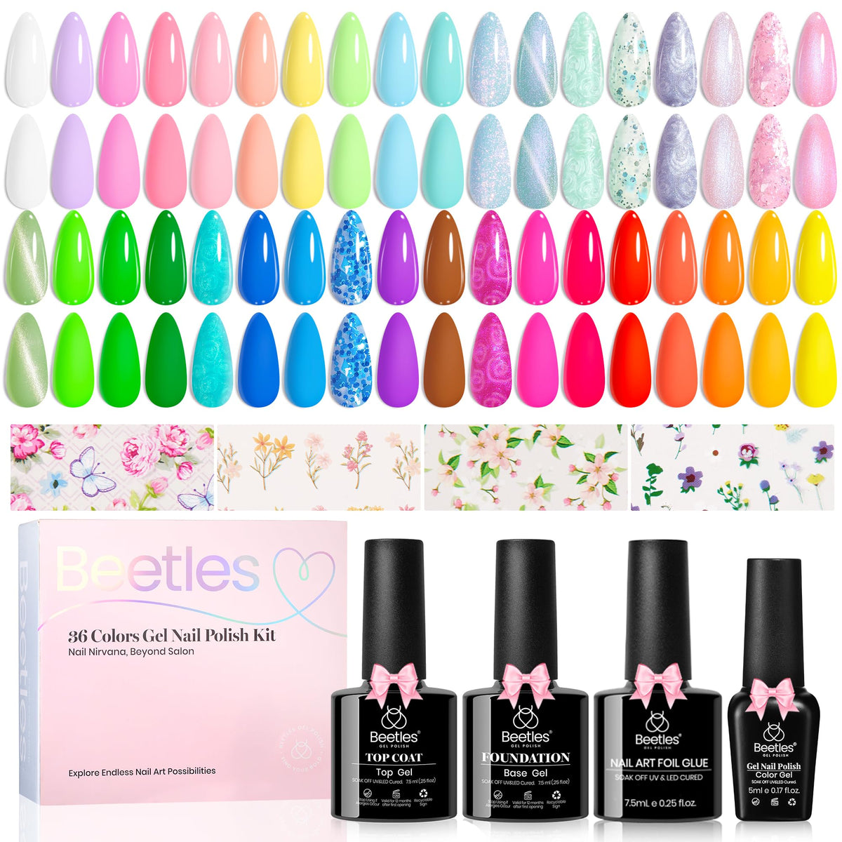 Beetles Fall Gel Nail Polish Set, 20 Colors Orange Yellow Brown