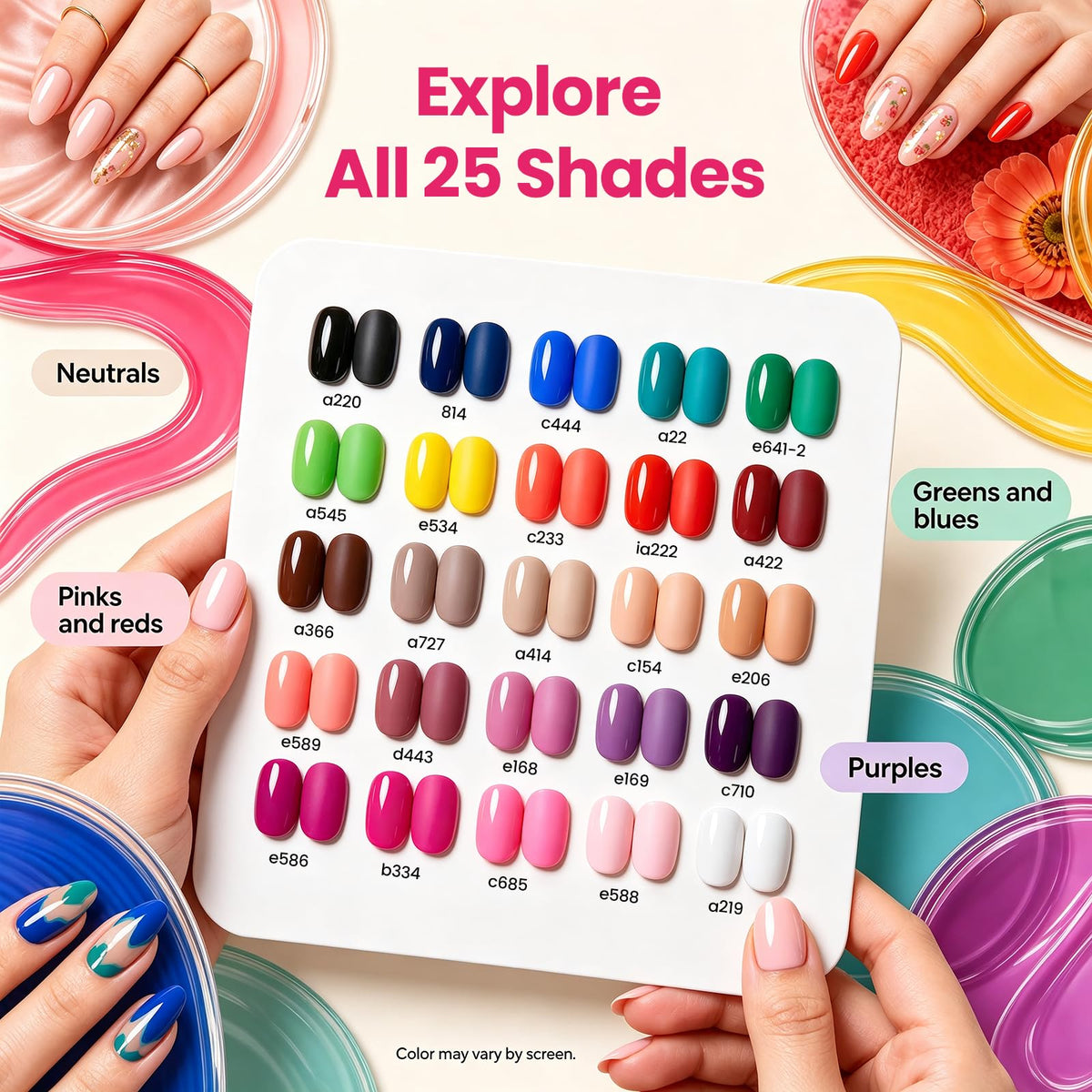 Beetles Gel Nail Polish Kit with U V Light - 80Pcs 55 Colors Gel Nail Kit