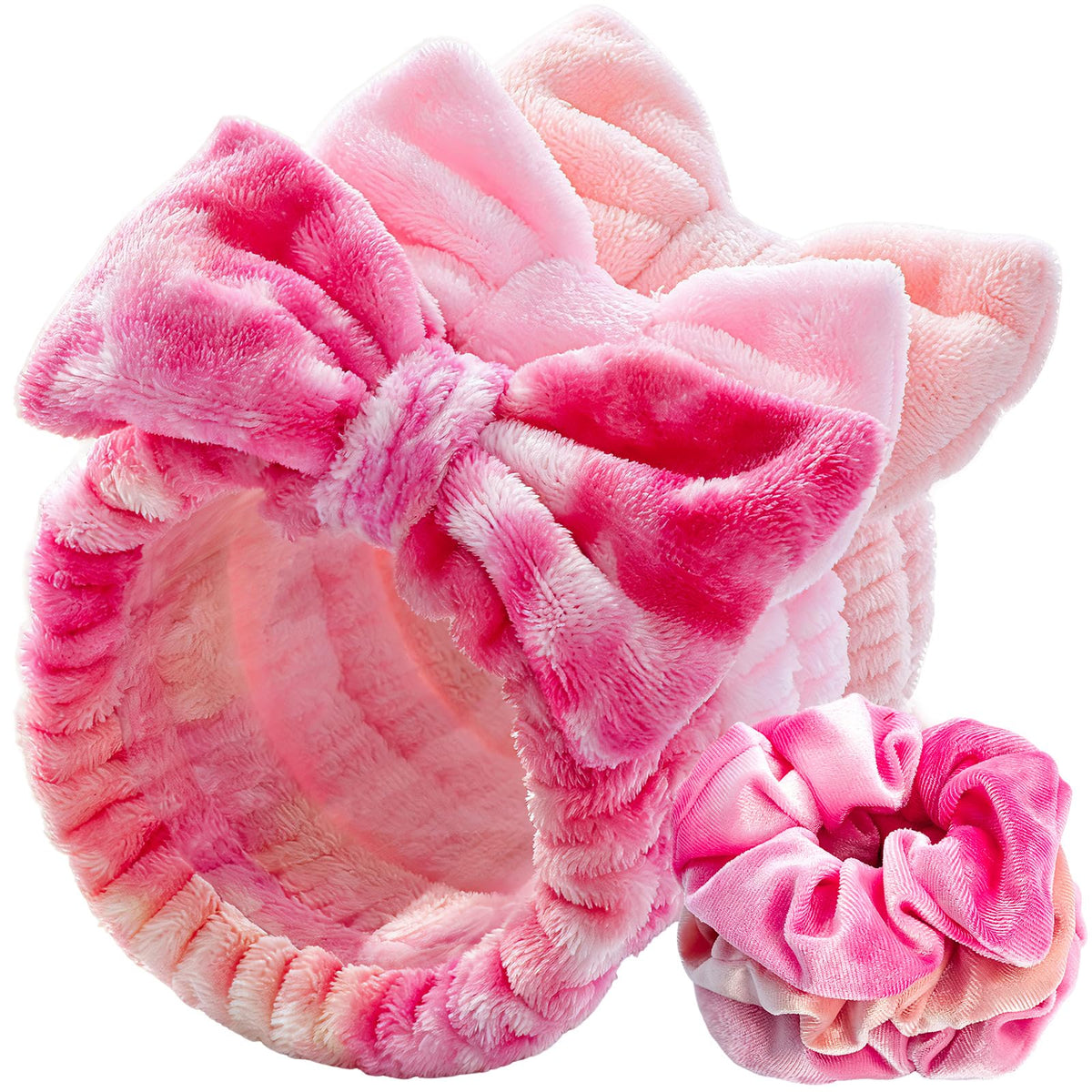 LEOBRO Spa Headband, 6pcs Makeup Headbands and Hair Scrunchies, Bow Skin Care Headband for Washing Face for Teen Girls Women, Easter Basket Valentines Christmas Gift for Girls, Black & White & Gray