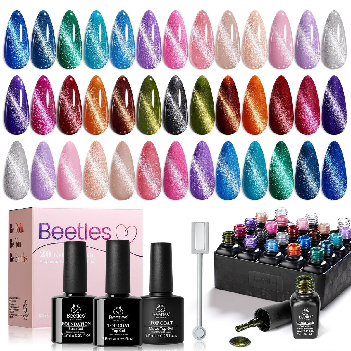Beetles Fall Gel Nail Polish Set, 20 Colors Orange Yellow Brown