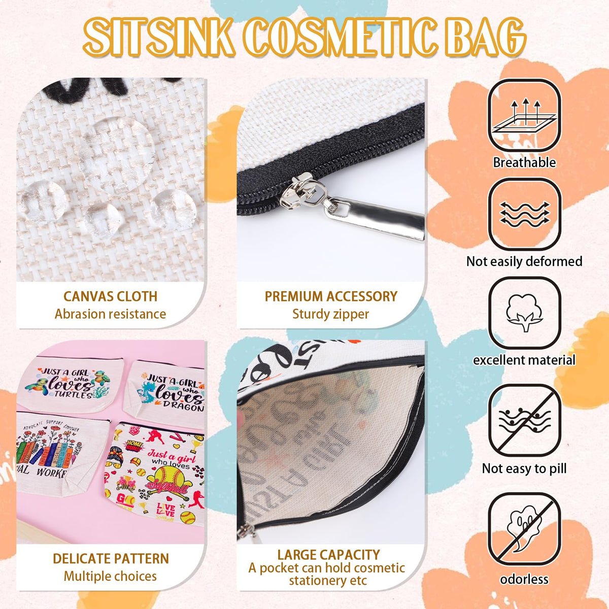 Sitsink Funny Sarcastic Gifts for Girls - Intersting Gifts for Girls Birthday. A Ray of Sarcastic Sunshine Every Single Day Makeup Bag, Cosmetic Bags Humor Sarcastic Gifts for Women Boss Coworker