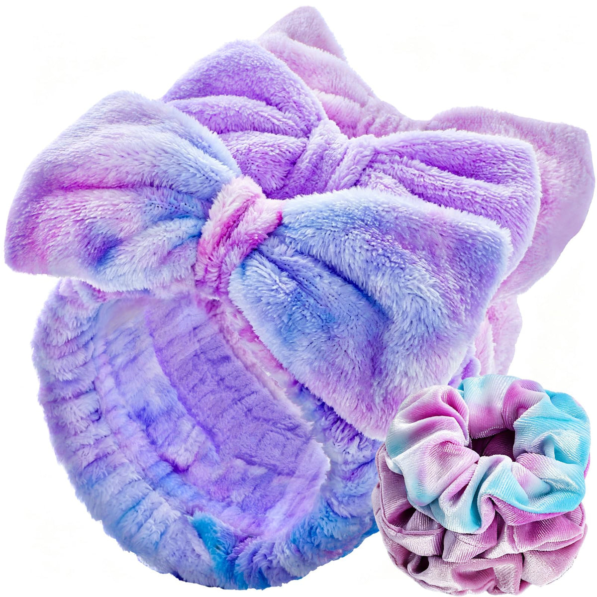 LEOBRO Spa Headband, 6pcs Makeup Headbands and Hair Scrunchies, Bow Skin Care Headband for Washing Face for Teen Girls Women, Easter Basket Valentines Christmas Gift for Girls, Black & White & Gray