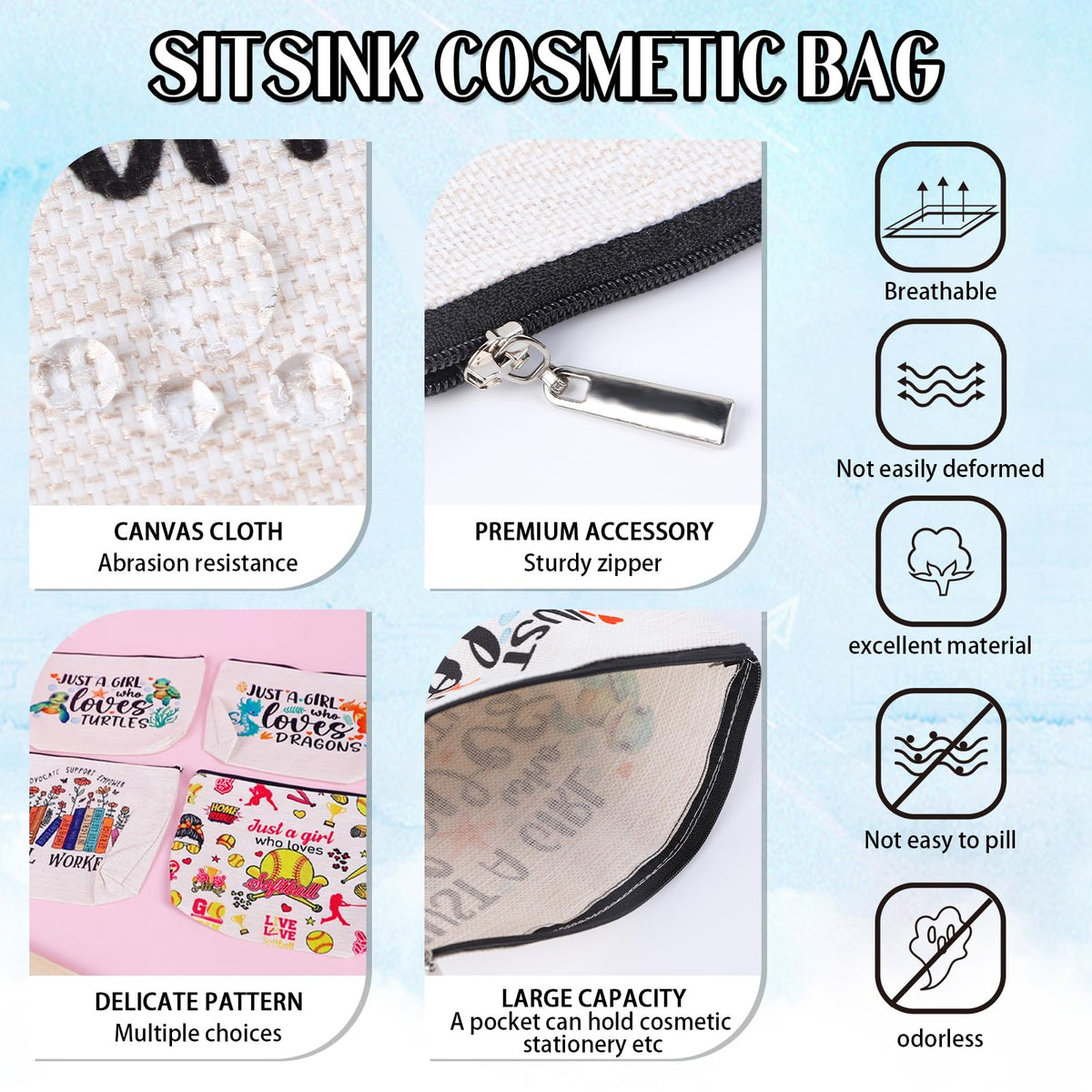 Sitsink Funny Sarcastic Gifts for Girls - Intersting Gifts for Girls Birthday. A Ray of Sarcastic Sunshine Every Single Day Makeup Bag, Cosmetic Bags Humor Sarcastic Gifts for Women Boss Coworker