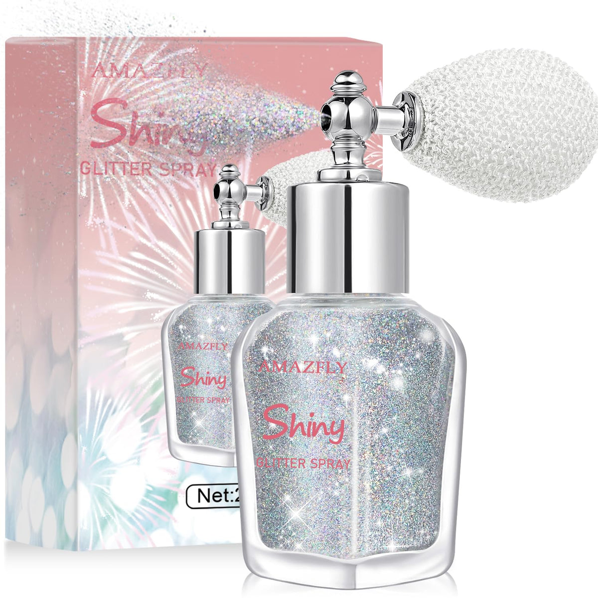 Hair and Body Glitter Spray, Shimmering Powder Sparkle Powder Makeup, Glitter Loose Sparkle Makeup for Body Highlighter,Festival Prom Rave Accessories (Glint-Rainbow)