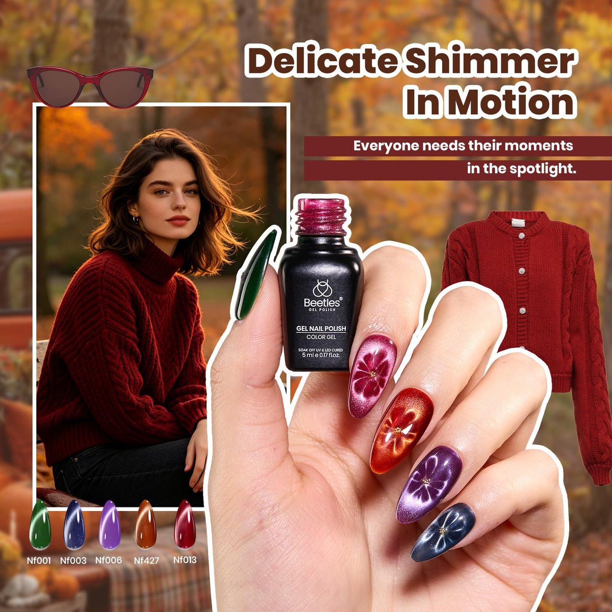 Beetles Gel Nail Polish Set, 63 PCS 55 Colors Gel Polish Kit with Base Coat