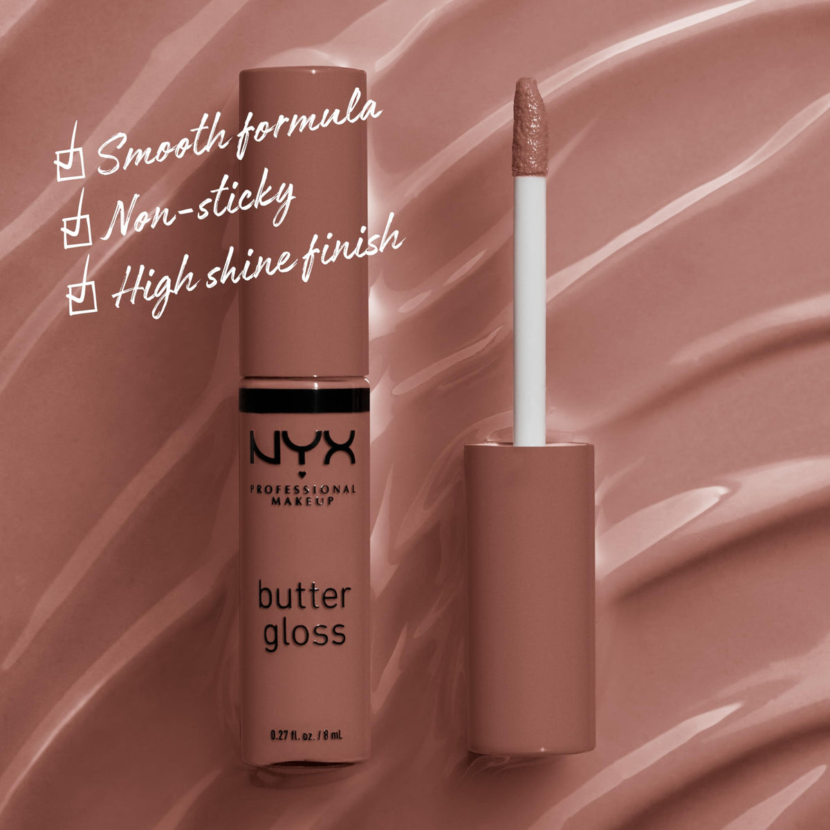 NYX PROFESSIONAL MAKEUP Butter Gloss, Non-Sticky Lip Gloss - Rocky Road (Wine)