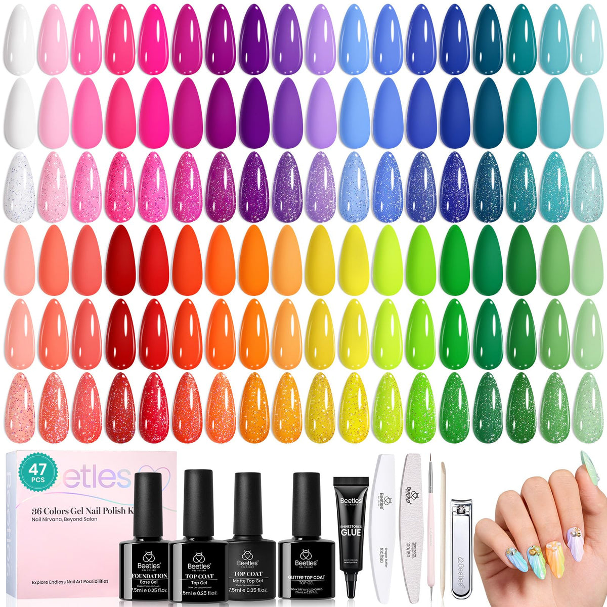 Beetles Fall Gel Nail Polish Set, 23Pcs Brown Burgundy Red Nude Pink