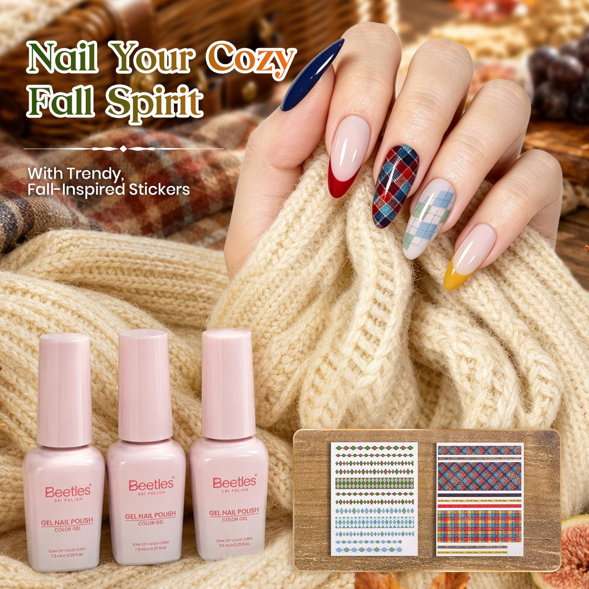Beetles Gel Nail Polish Set, 63 PCS 55 Colors Gel Polish Kit with Base Coat