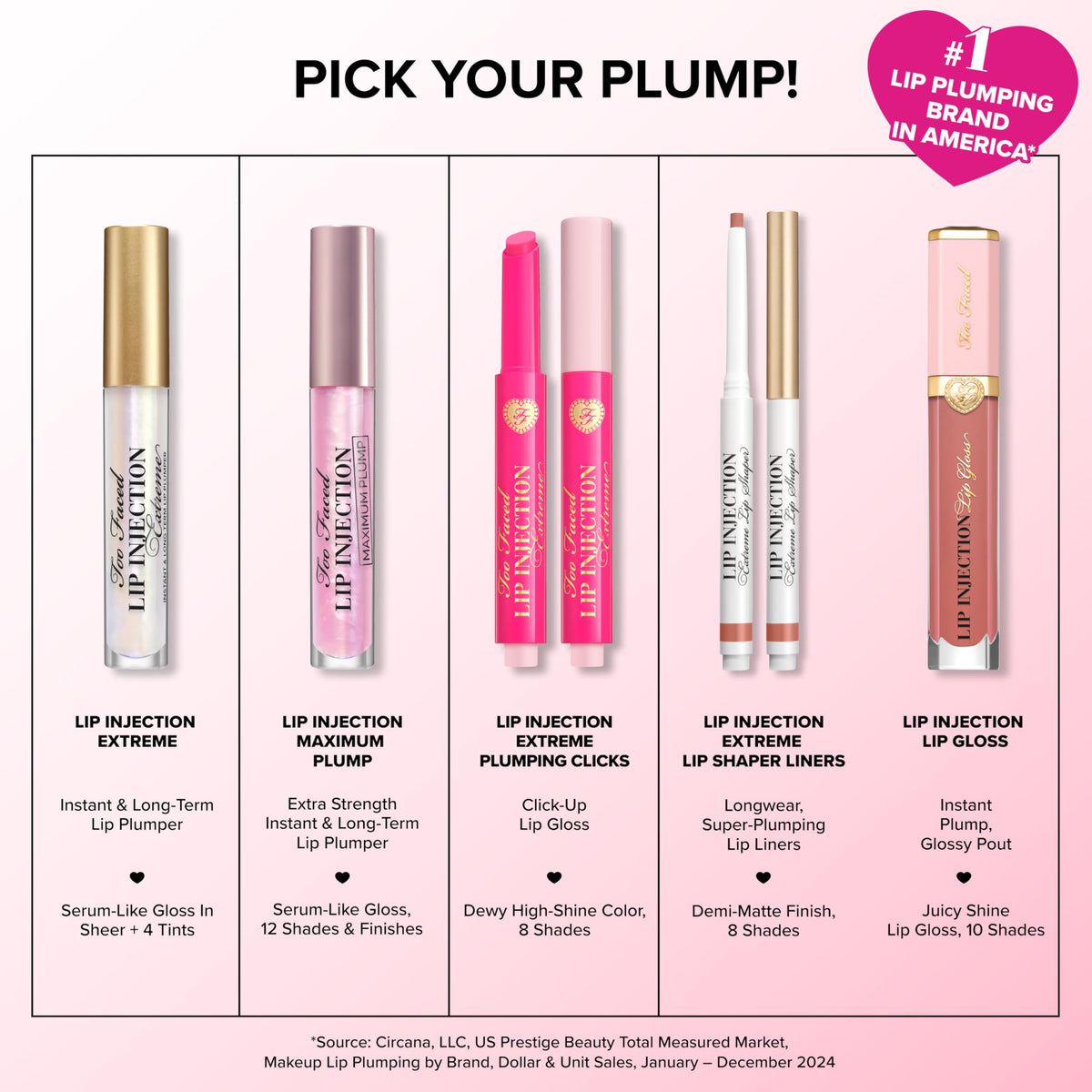 Too Faced Lip Injection Lip Plumper | Hydrating Lip Gloss for Fuller-Looking Lips | Original, Maximum Plump, Cooling Gloss & Plumping Click Formulas