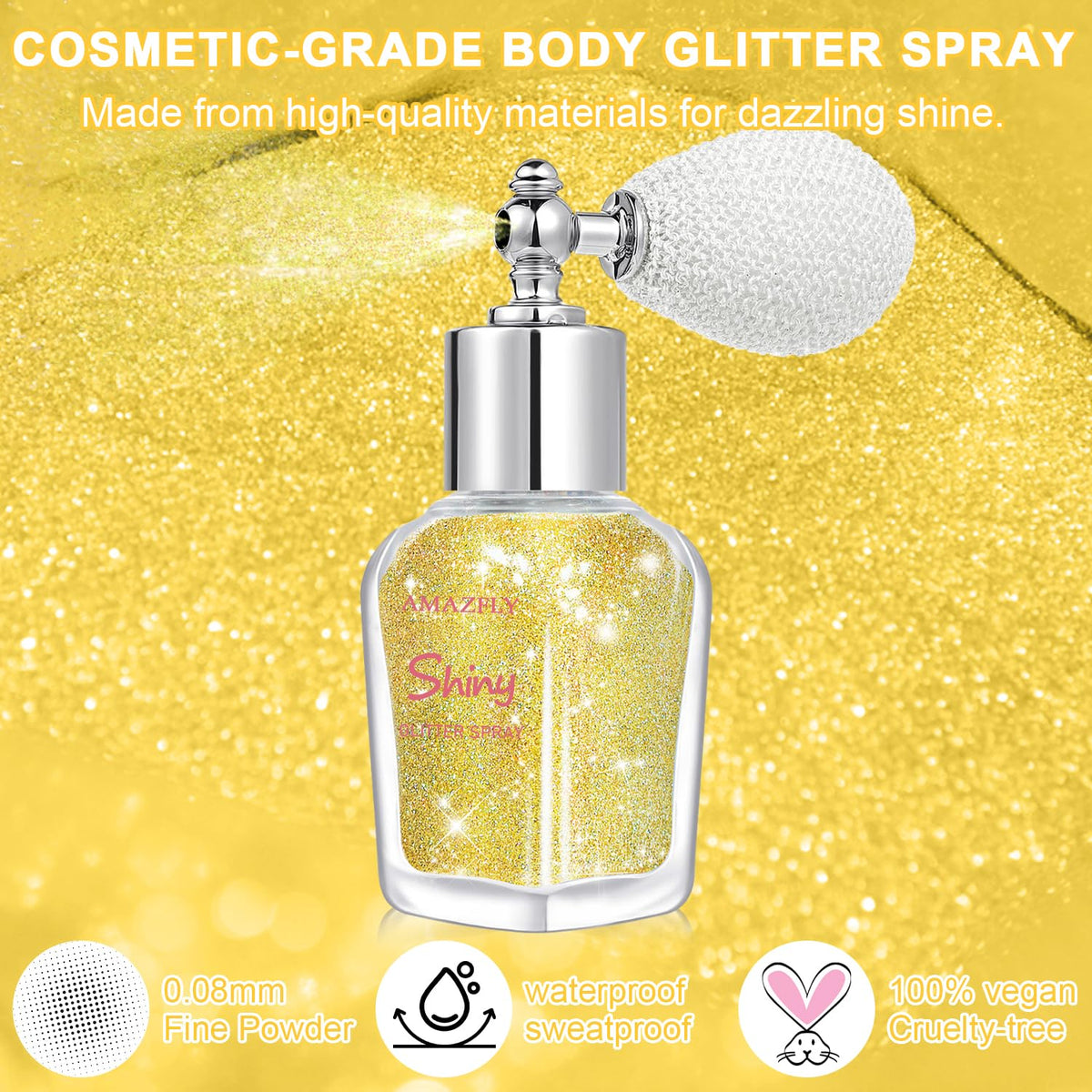 Hair and Body Glitter Spray, Shimmering Powder Sparkle Powder Makeup, Glitter Loose Sparkle Makeup for Body Highlighter,Festival Prom Rave Accessories (Glint-Rainbow)