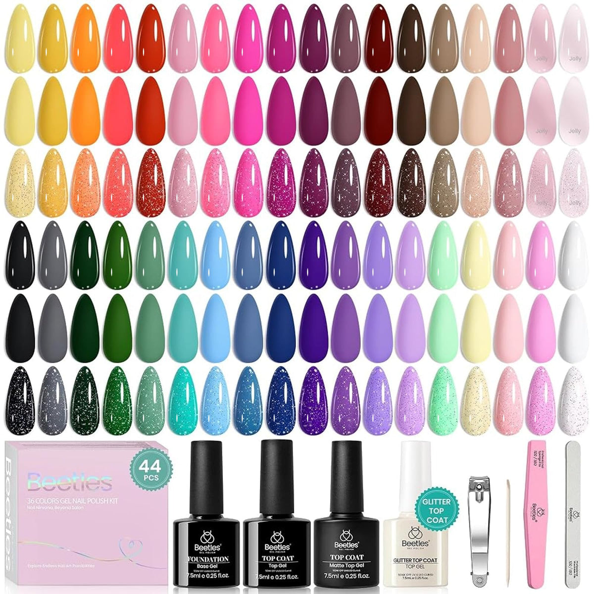 Beetles Fall Gel Nail Polish Set, 20 Colors Orange Yellow Brown