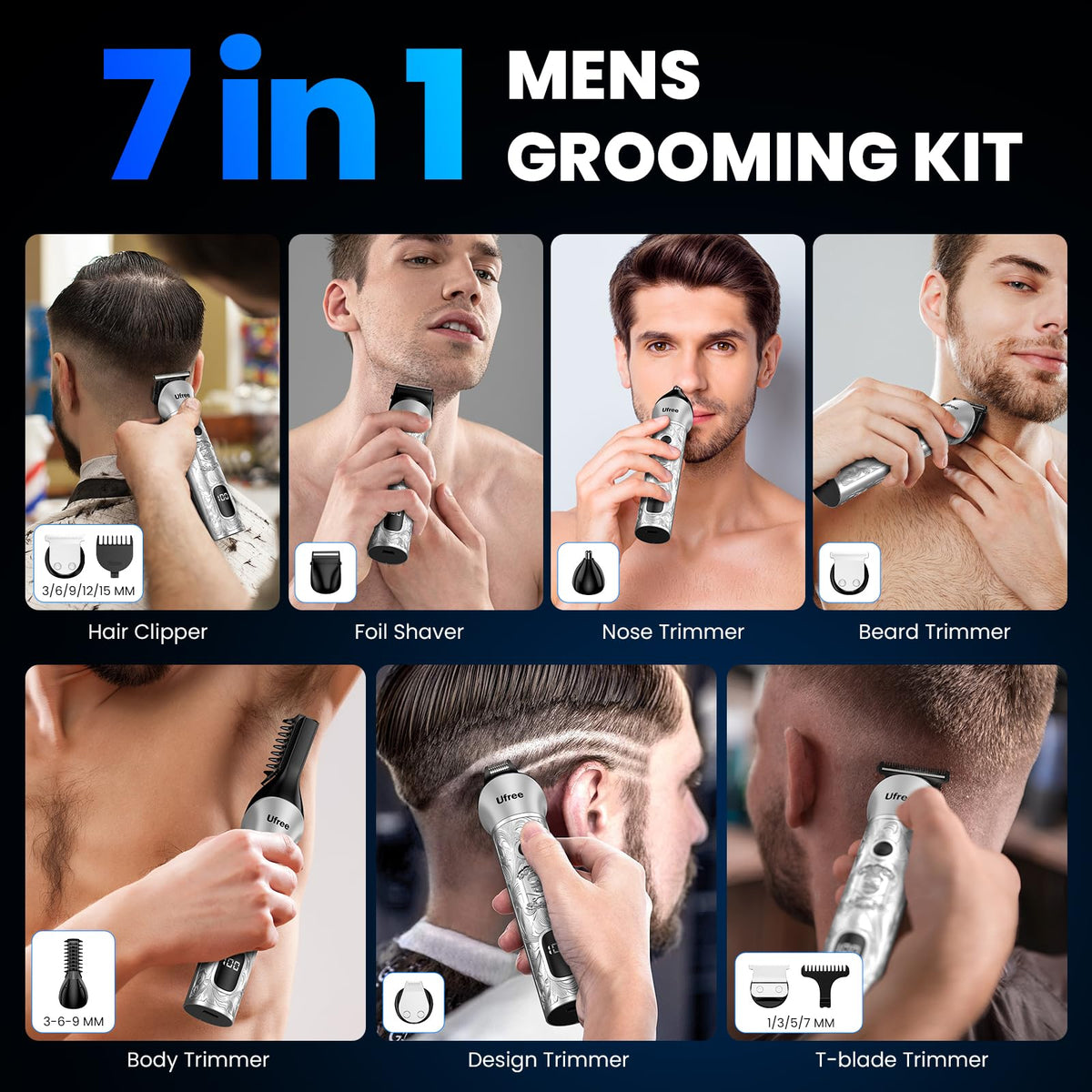 Ufree Professional Beard Trimmer for Men, Electric Shaver Razor, Men Gift