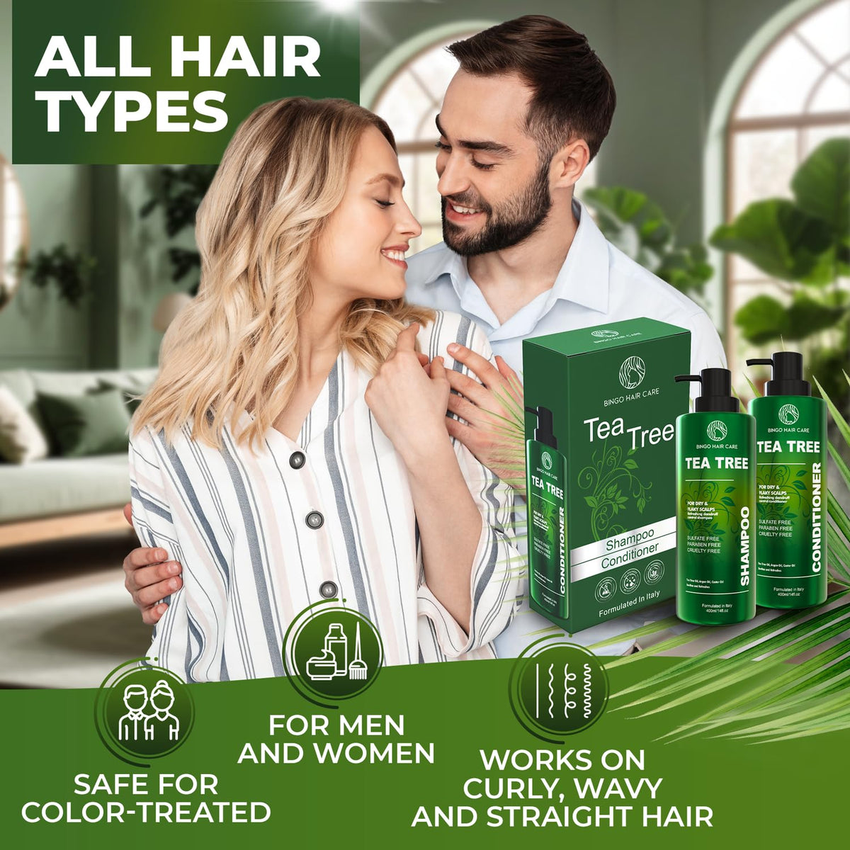 Curly Shampoo and Conditioner Set - Sulfate Free Moisturizing Formula - Deep Treatment for Curly and Permed Hair Women and Men - 14 Fl Oz (Set of 2)
