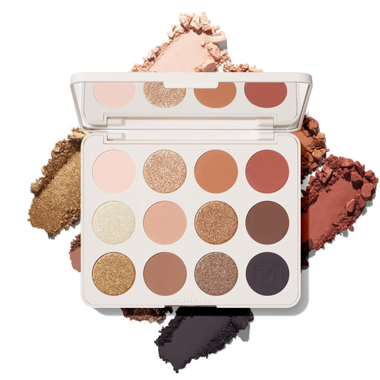 Morphe ChromaPlus 12-Pan Eyeshadow Palette - High Pigment Eye Makeup with Shimmer, Matte & Metallic Eye Shadow - Neutral Eyeshadow Makeup Collection for All-Day Wear - Flickering Sands (0.52 oz)