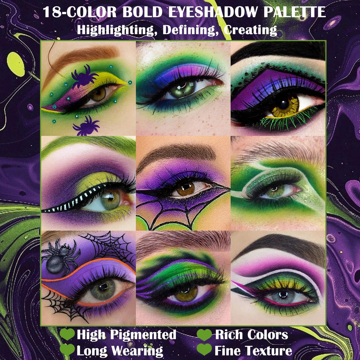 Matte Eyeshadow Palette Pro 18 Colors Pigmented Shimmer Glitter Eye Shadow Palette, Long Lasting Waterproof Dark Smokey Powder Cosmetics Pallet Halloween Valentine Gift Makeup Kit (01# Seductress)