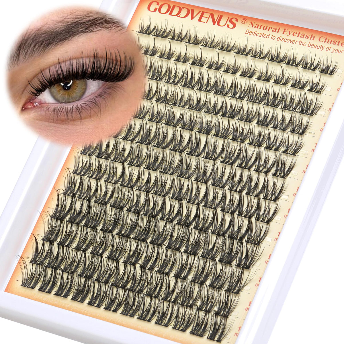 Goddvenus Lash Clusters Kit Wispy Eyelash Clusters Lashes Natural DIY Lash Extension Kit 10-16mm Cluster Eyelash Extensions Kit 300pcs C Curl Individual Lashes Cluster Eyelash (No Tweezers)