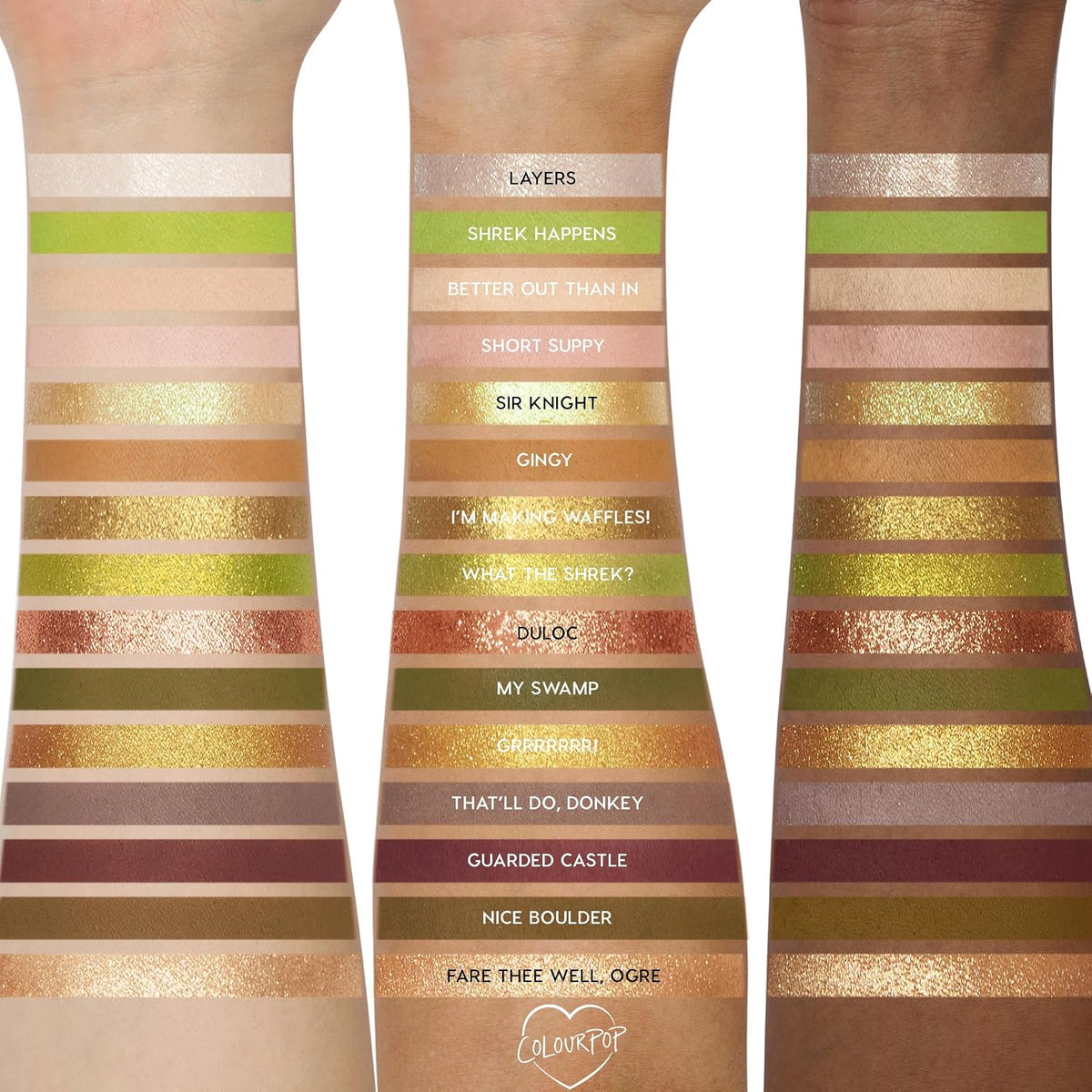 ColourPop x Shrek Eyeshadow Palette - Eye Makeup Palette with Matte, Metallic, Super Shock & Pearlescent Glitter Finishes - High-Pigment Eye Makeup with a Long-Wearing Formula - Beware Ogre (0.63 oz)