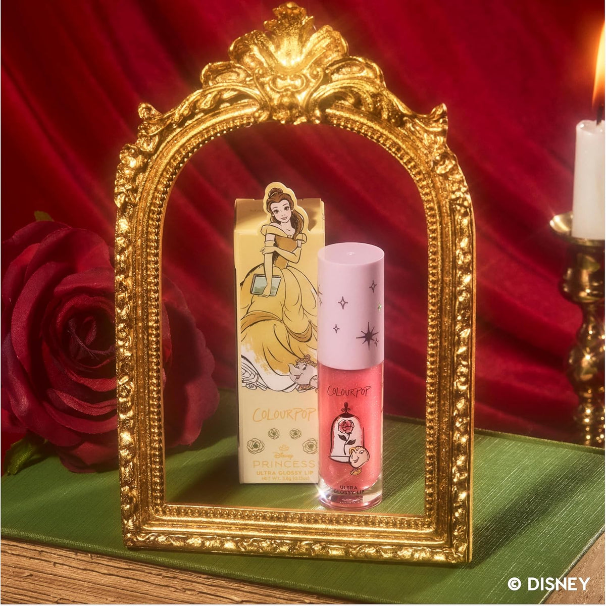 ColourPop x Disney Princess Ultra Glossy Lip Gloss - High-Shine, Non-Sticky & Hydrating Lip Gloss - Infused with Hyaluronic Acid, Kakadu Plum & Cherry - Rosy Pink, Mademoiselle Belle (0.24 Fl oz)