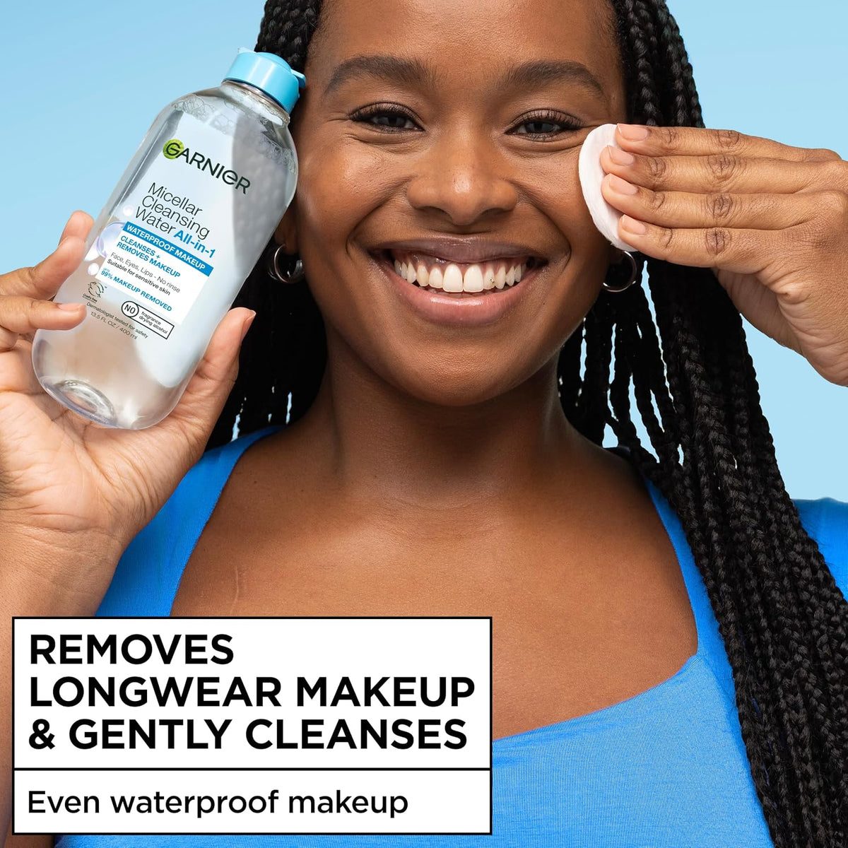 Garnier SkinActive Micellar Water For Waterproof Makeup, Facial Cleanser & Makeup Remover, 13.5 Fl Oz (400mL), 1 Count (Packaging May Vary)