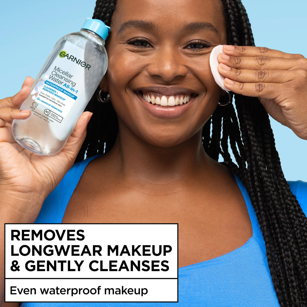 Garnier SkinActive Micellar Water For Waterproof Makeup, Facial Cleanser & Makeup Remover, 13.5 Fl Oz (400mL), 1 Count (Packaging May Vary)