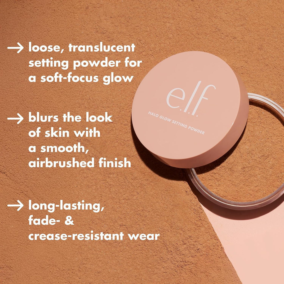 e.l.f. Halo Glow Soft Focus Setting Powder, Silky & Creates Soft Glow Without Shine, Smooths Pores & Lines, Vegan & Cruelty-Free, Light
