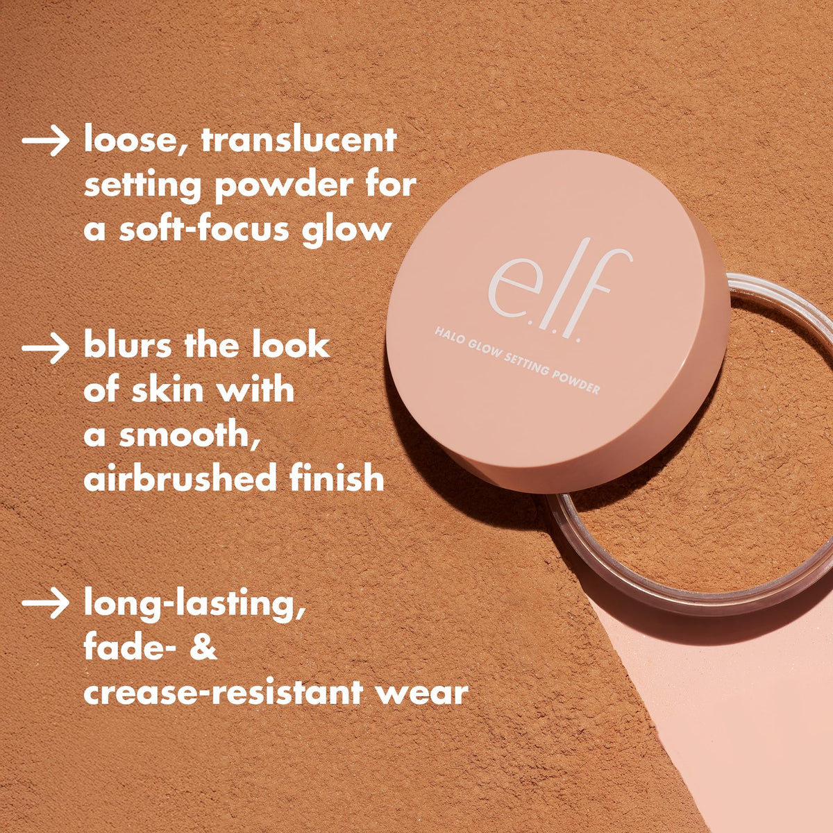 e.l.f. Halo Glow Soft Focus Setting Powder, Silky & Creates Soft Glow Without Shine, Smooths Pores & Lines, Vegan & Cruelty-Free, Light