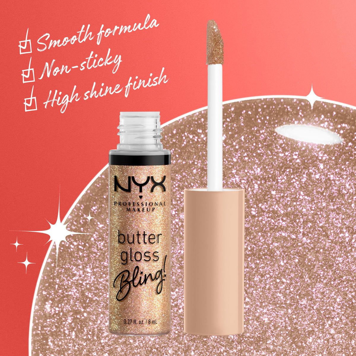 NYX PROFESSIONAL MAKEUP Butter Gloss, Non-Sticky Lip Gloss - Rocky Road (Wine)