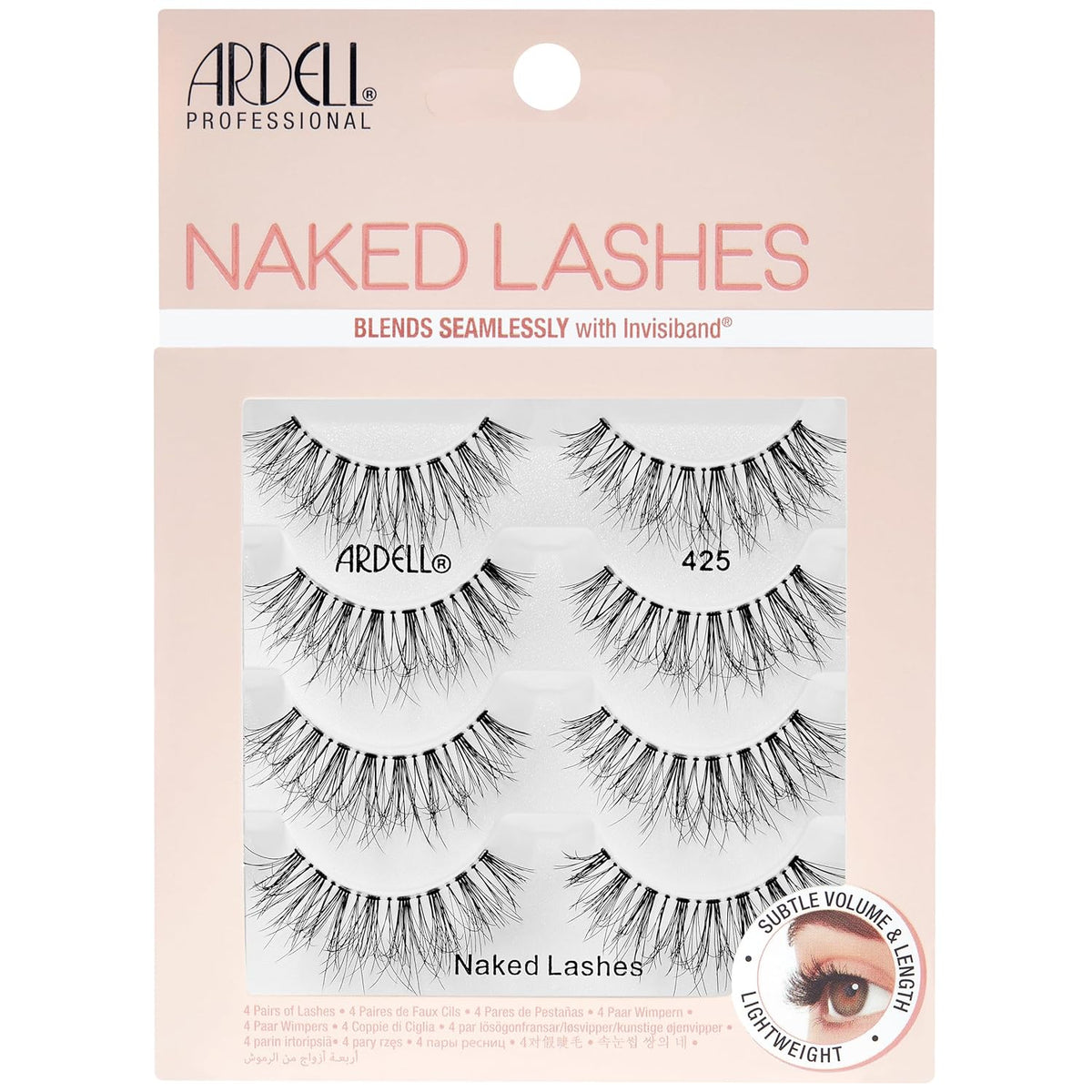 Ardell Naked Lashes 421 Subtle Volume Natural Look False Eyelashes, 4 Pairs