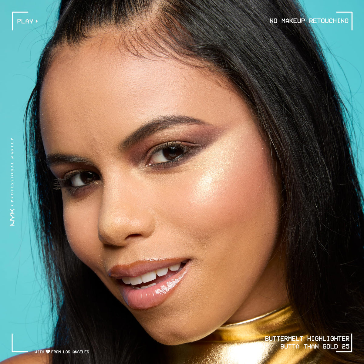 NYX PROFESSIONAL MAKEUP Buttermelt Highlighter, Powder Highlighter Makeup, With Up to 12H Wear and High Impact Glow - 05 Bright and Butta (Light Champagne)