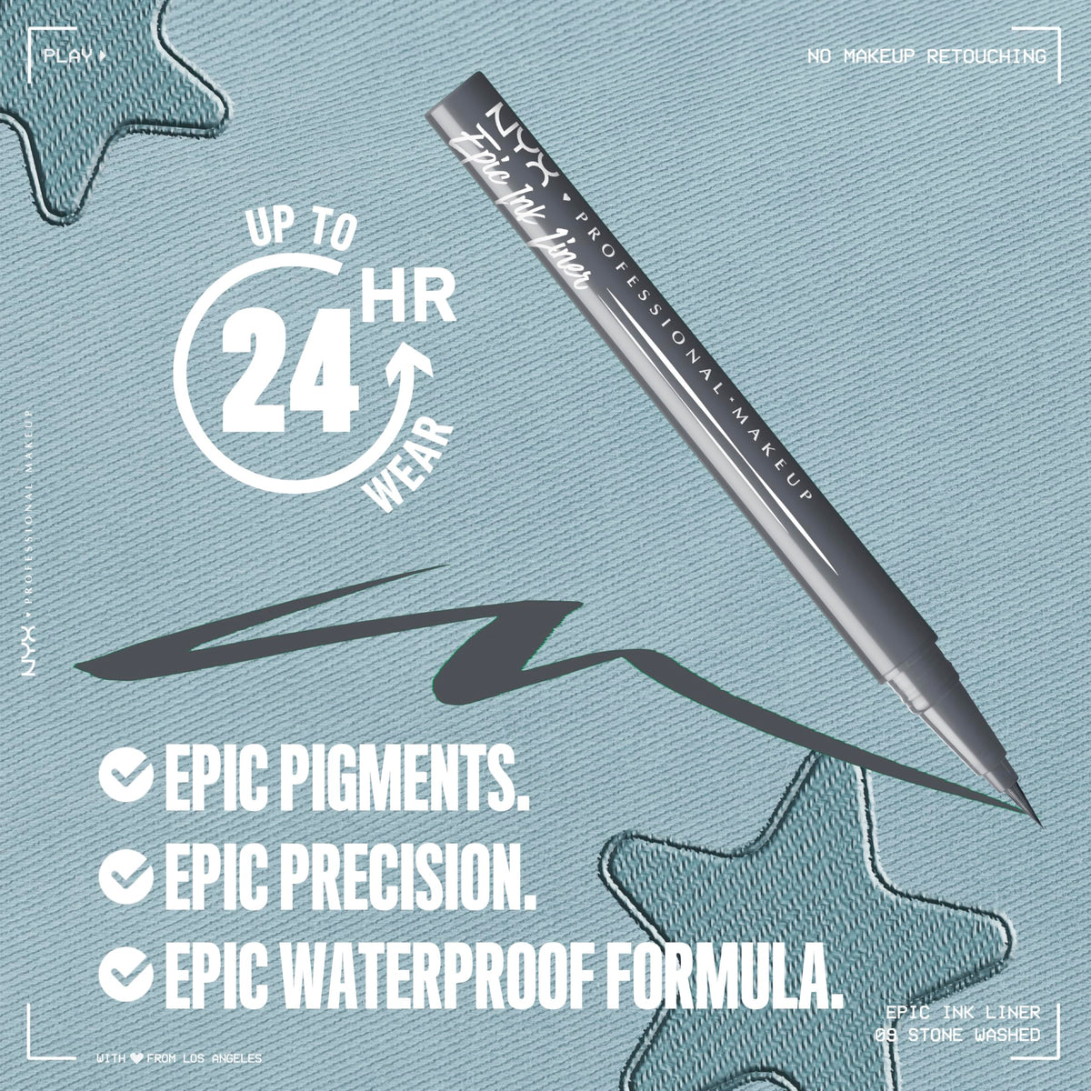 NYX PROFESSIONAL MAKEUP Epic Ink Liner, Waterproof Liquid Eyeliner - Black, Vegan Formula