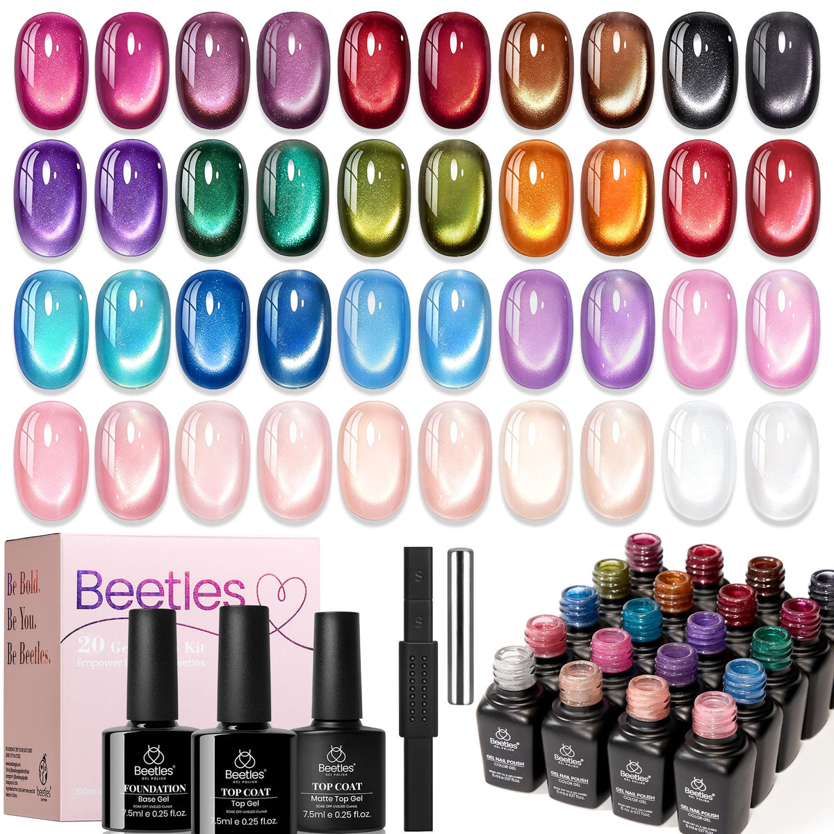 Beetles Fall Gel Nail Polish Set, 23Pcs Brown Burgundy Red Nude Pink