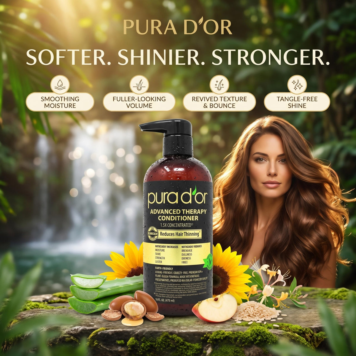 PURA D'OR Gold Label Anti-Thinning Biotin Shampoo & Conditioner, 16oz x2
