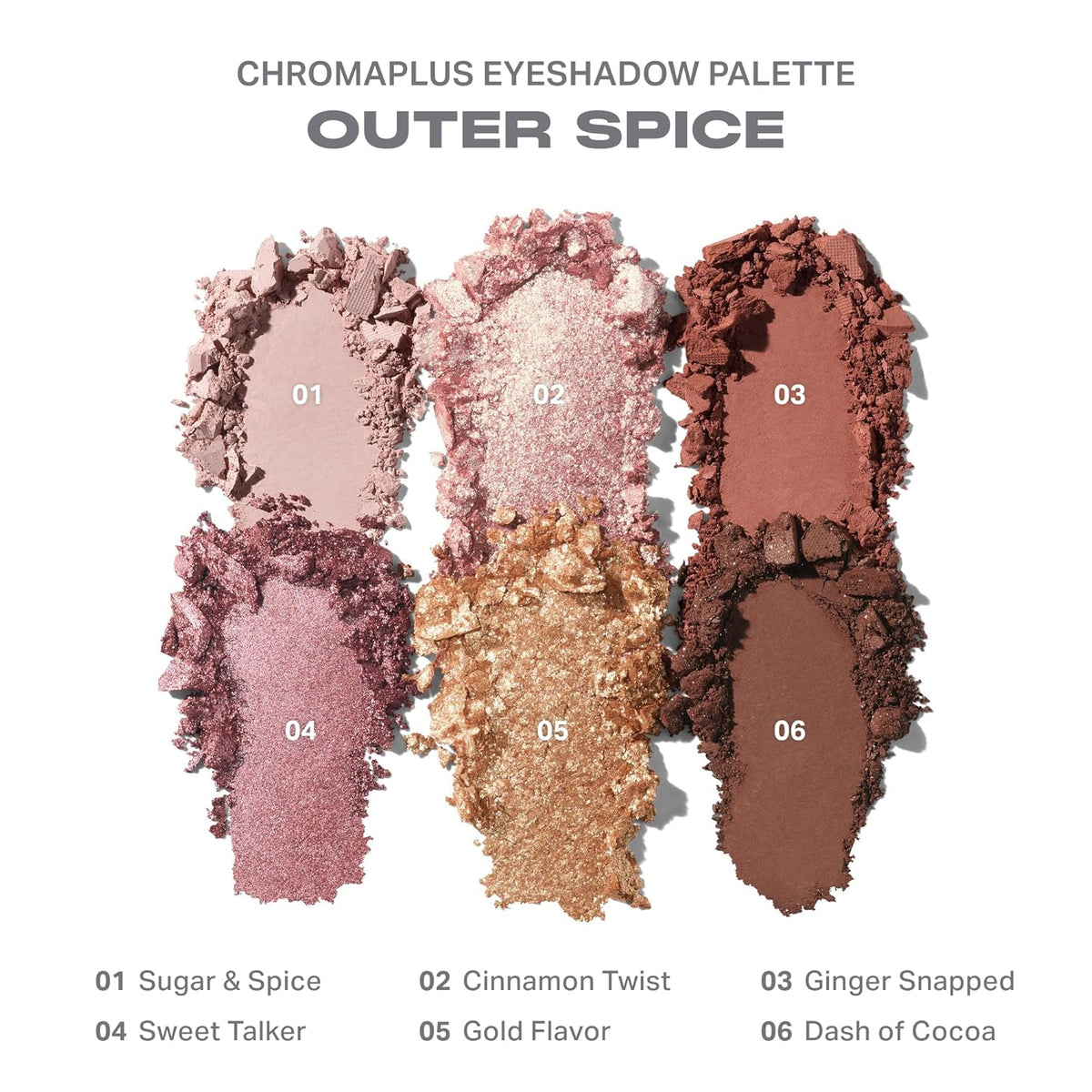 Morphe ChromaPlus 6-Pan Eyeshadow Palette - High Pigment Eye Makeup with Shimmer, Matte & Metallic Eye Shadow - Neutral Eyeshadow Makeup Collection for All-Day Wear - Outer Spice (0.26 oz)
