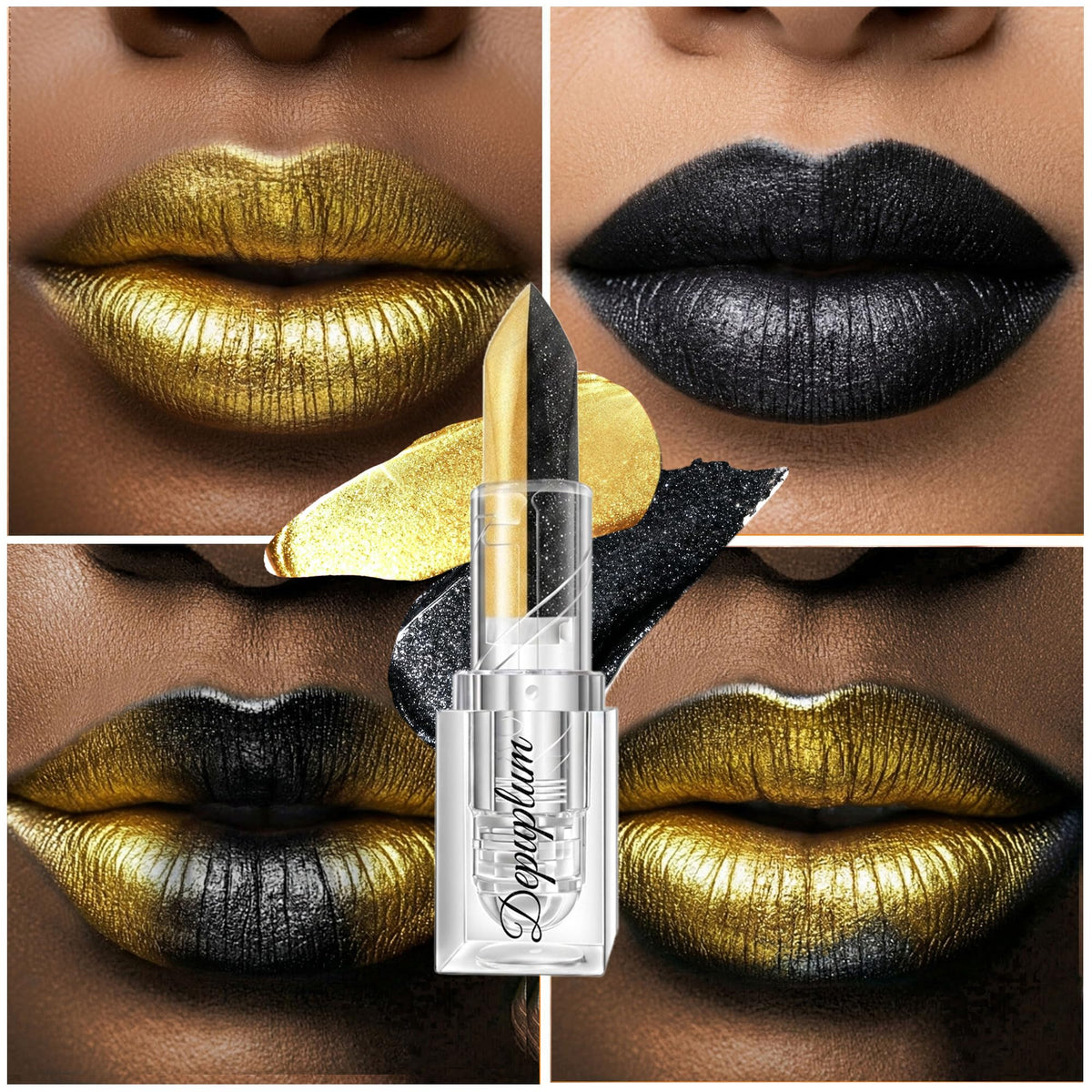 Depuplum Black Lipstick Glitter Red Lipstick Ombre Lips Dual Tone