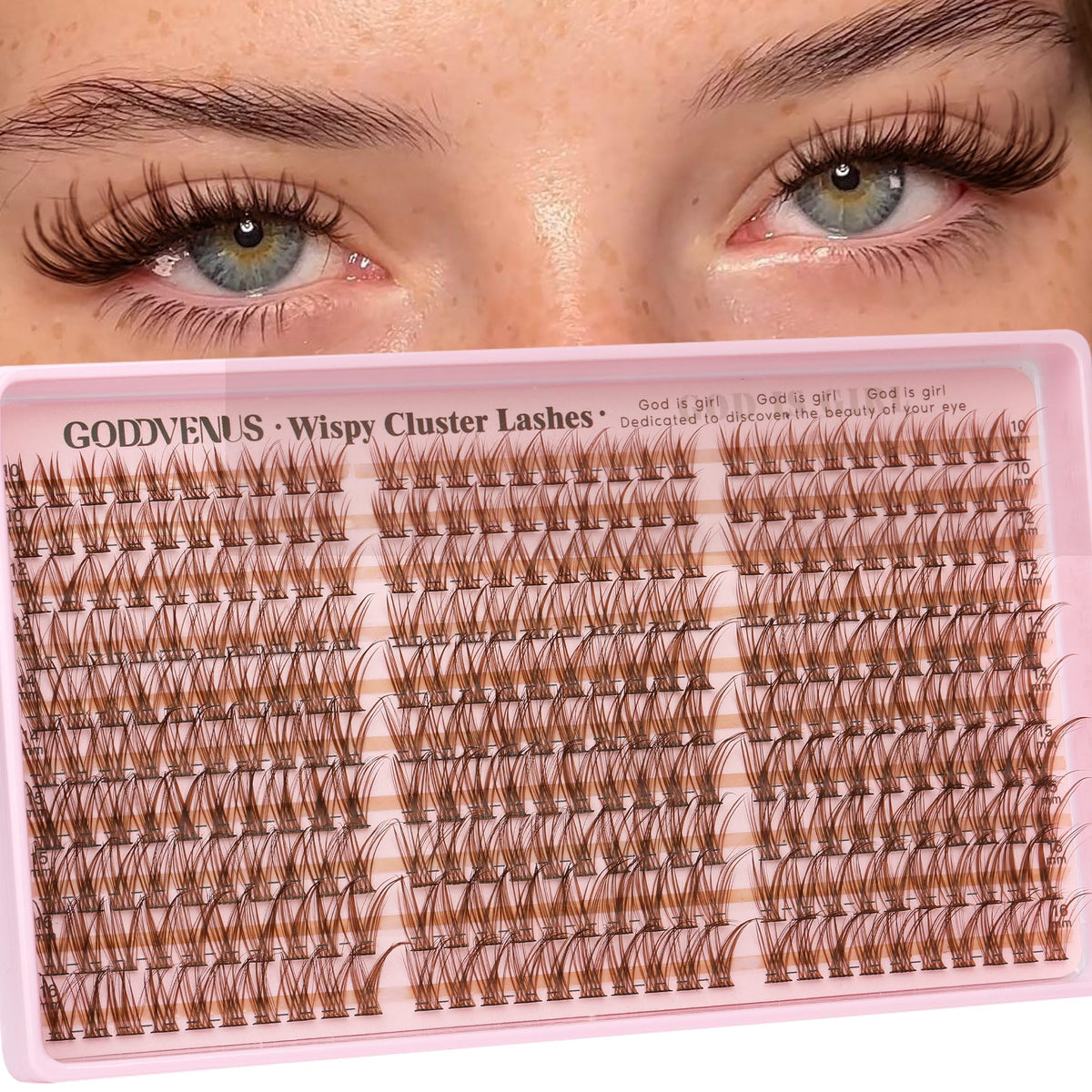 Goddvenus Lash Clusters Kit Wispy Eyelash Clusters Lashes Natural DIY Lash Extension Kit 10-16mm Cluster Eyelash Extensions Kit 300pcs C Curl Individual Lashes Cluster Eyelash (No Tweezers)