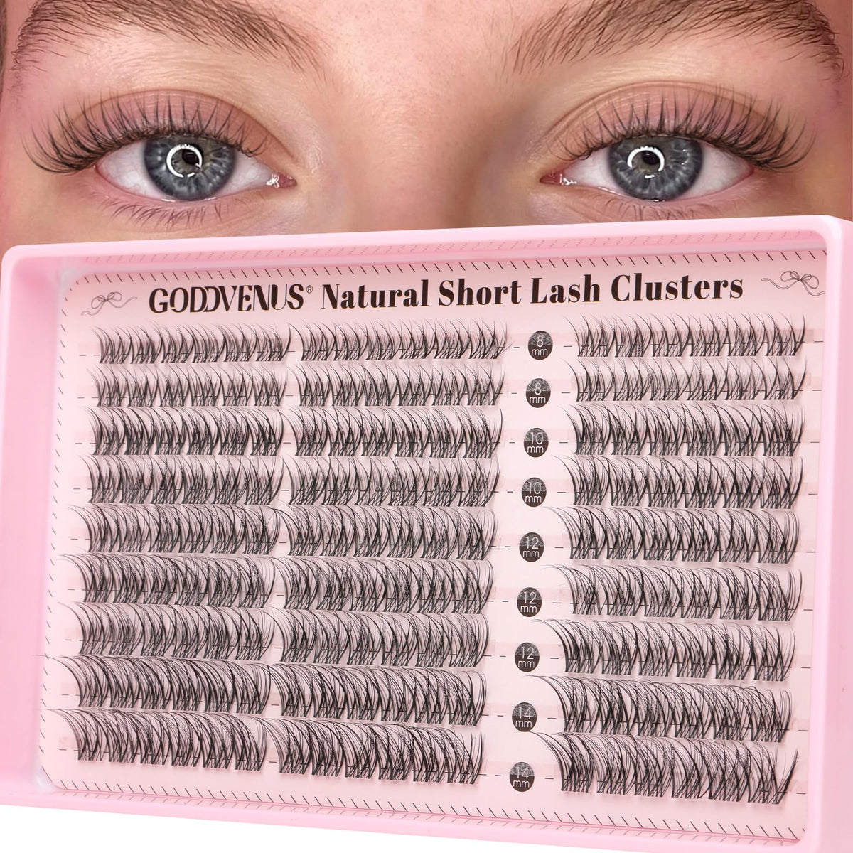 Goddvenus Lash Clusters Kit Wispy Eyelash Clusters Lashes Natural DIY Lash Extension Kit 10-16mm Cluster Eyelash Extensions Kit 300pcs C Curl Individual Lashes Cluster Eyelash (No Tweezers)