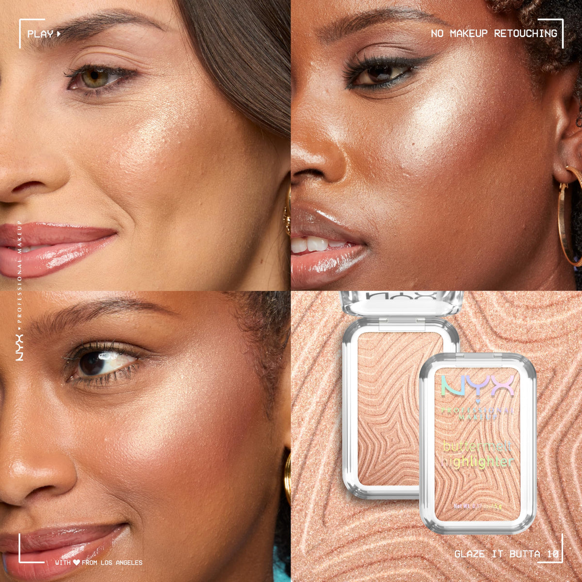 NYX PROFESSIONAL MAKEUP Buttermelt Highlighter, Powder Highlighter Makeup, With Up to 12H Wear and High Impact Glow - 05 Bright and Butta (Light Champagne)