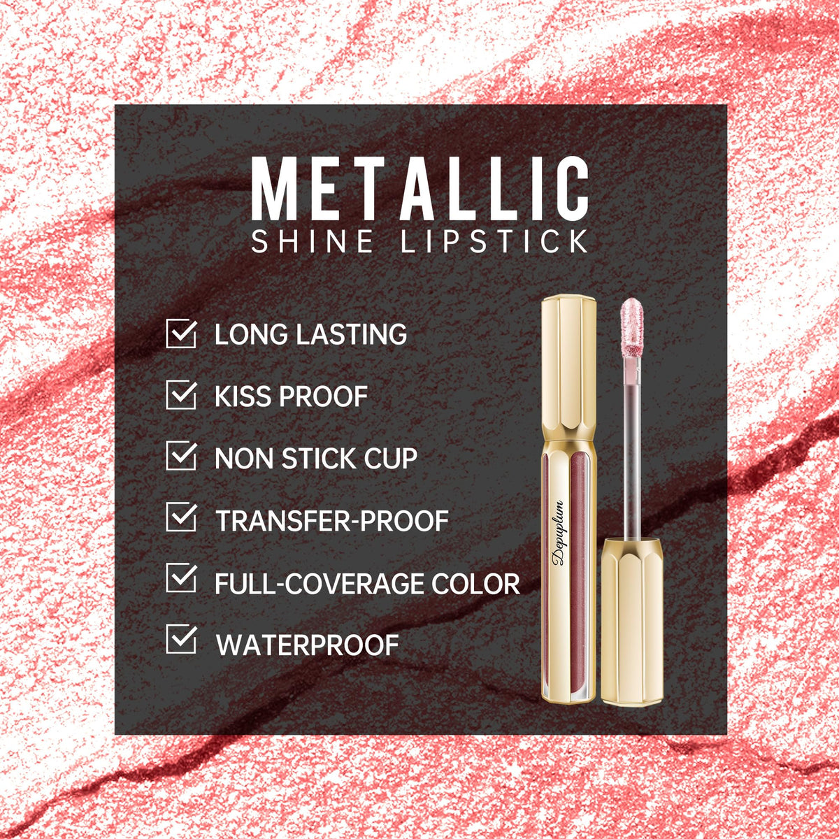 Depuplum Purple Lipsticks for Women Metallic Glitter Lipstick Long Lasting