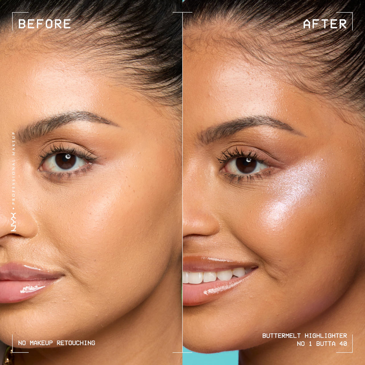 NYX PROFESSIONAL MAKEUP Buttermelt Highlighter, Powder Highlighter Makeup, With Up to 12H Wear and High Impact Glow - 05 Bright and Butta (Light Champagne)