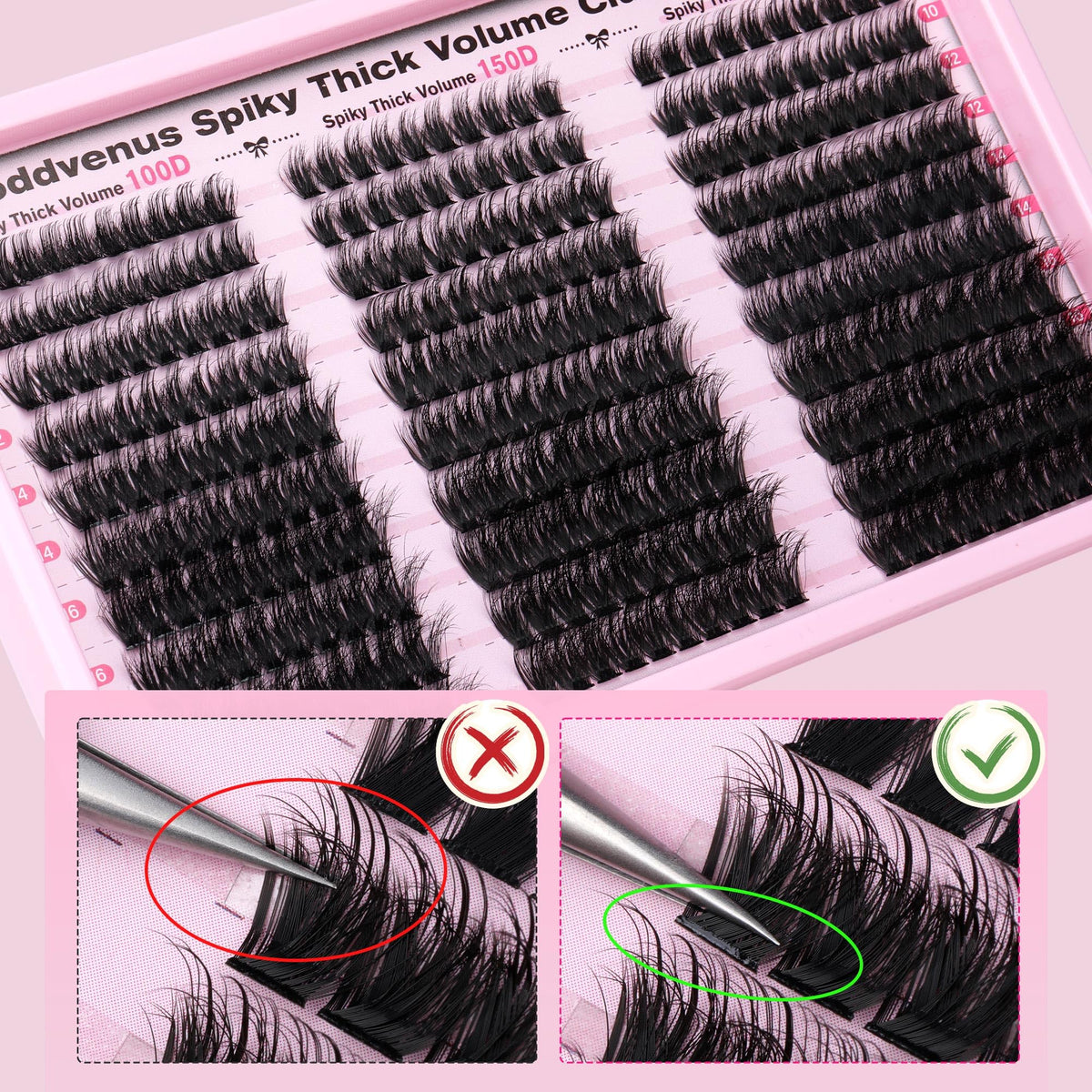 Goddvenus Lash Clusters Kit Wispy Eyelash Clusters Lashes Natural DIY Lash Extension Kit 10-16mm Cluster Eyelash Extensions Kit 300pcs C Curl Individual Lashes Cluster Eyelash (No Tweezers)