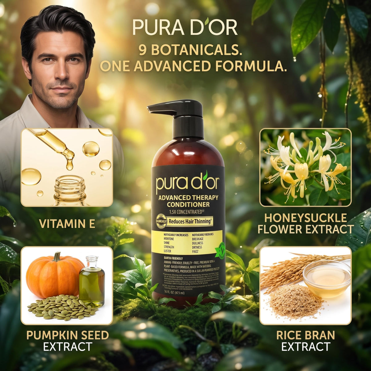 PURA D'OR Gold Label Anti-Thinning Biotin Shampoo & Conditioner, 16oz x2