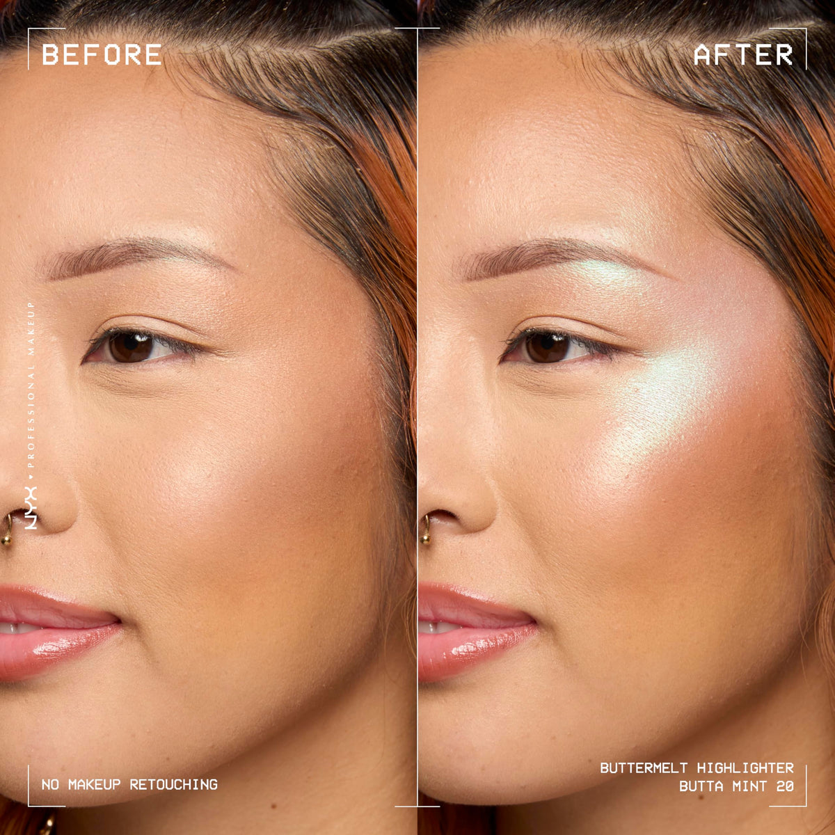 NYX PROFESSIONAL MAKEUP Buttermelt Highlighter, Powder Highlighter Makeup, With Up to 12H Wear and High Impact Glow - 05 Bright and Butta (Light Champagne)
